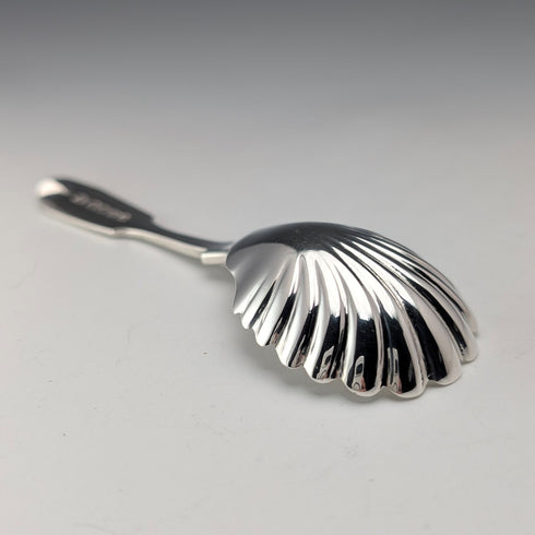 1873 British antique sterling silver tea caddy spoon 20.7g Josiah Williams